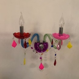 Applique murale européenne à deux lumières en cristal coloré pour allée