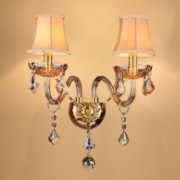 Applique murale européenne élégante en cristal à deux lumières pour escaliers