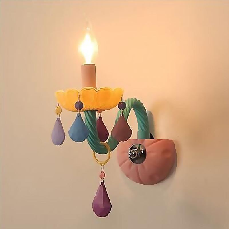 Applique murale européenne en cristal colorée Macaron