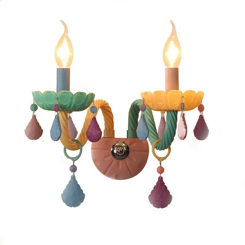Applique murale européenne en cristal colorée Macaron