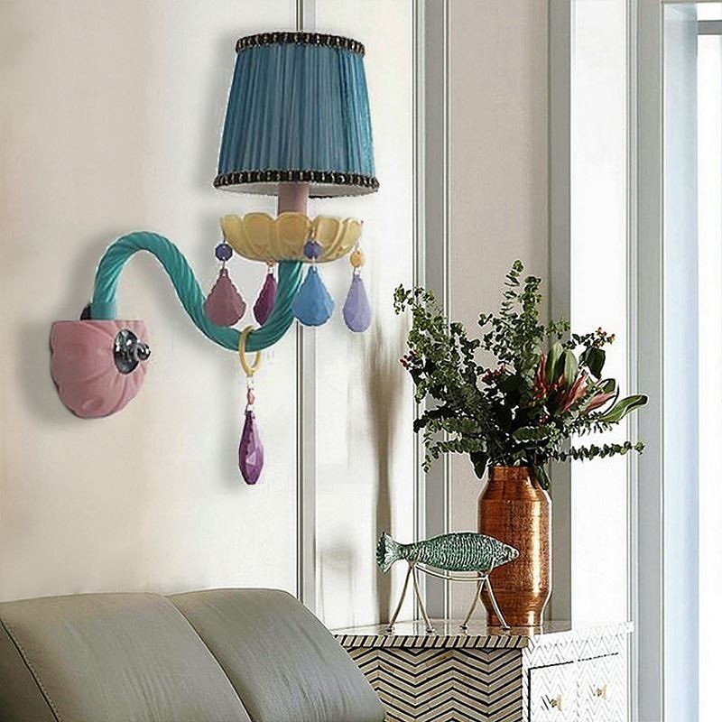 Applique murale européenne en cristal colorée Macaron