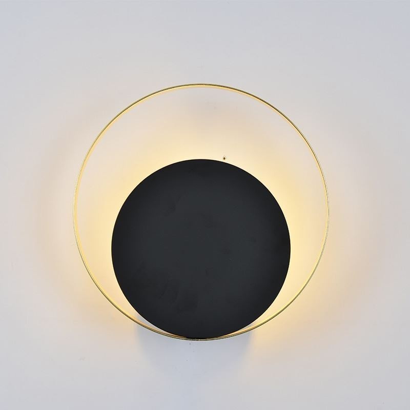 Applique murale circulaire noire de style moderne, lampe créative pour chevet