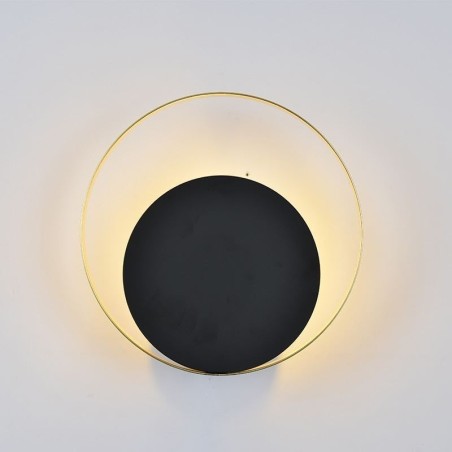 Applique murale circulaire noire de style moderne, lampe créative pour chevet Applique murale circulaire noire de style moderne, lampe créative pour chevet