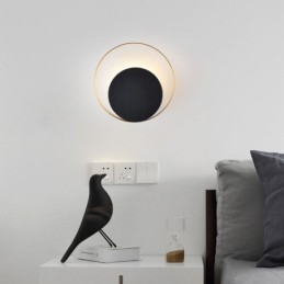 Applique murale circulaire noire de style moderne, lampe créative pour chevet