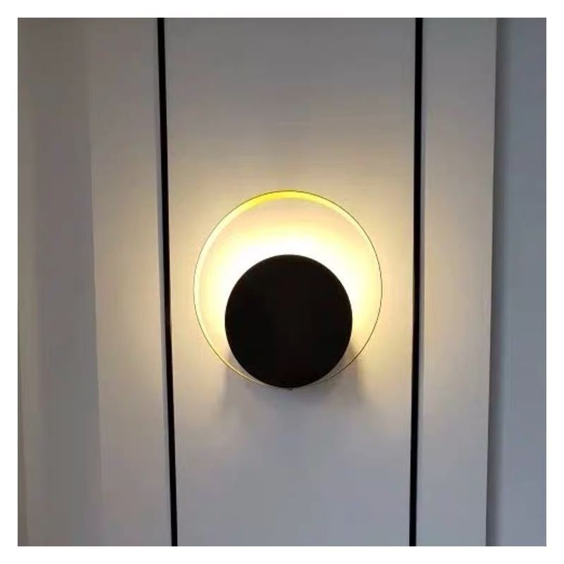 Applique murale circulaire noire de style moderne, lampe créative pour chevet