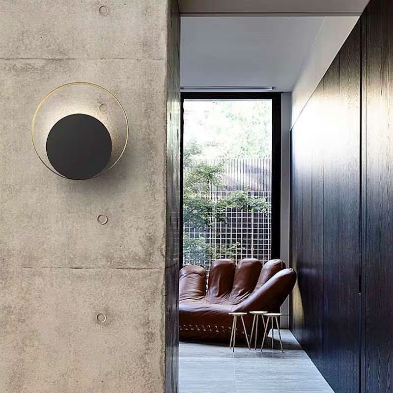 Applique murale circulaire noire de style moderne, lampe créative pour chevet