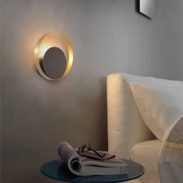 Applique murale circulaire noire de style moderne, lampe créative pour chevet