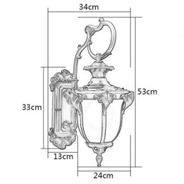 Applique murale extérieure rétro européenne sculptée et étanche pour cour et couloir