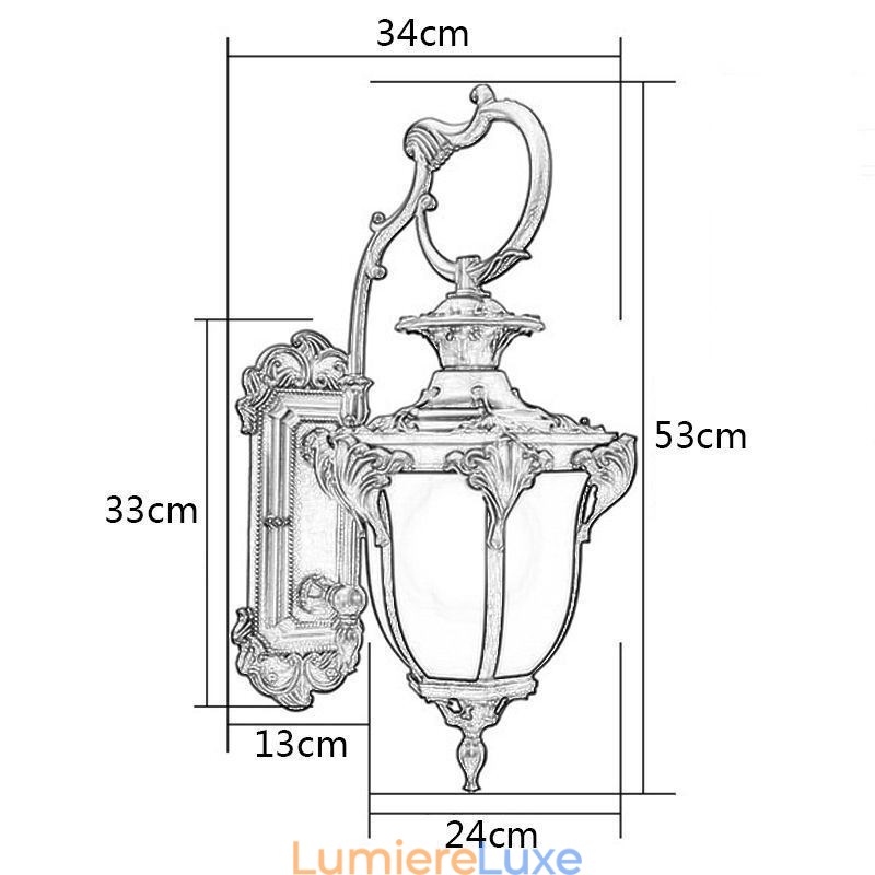 Applique murale extérieure rétro européenne sculptée et étanche pour cour et couloir