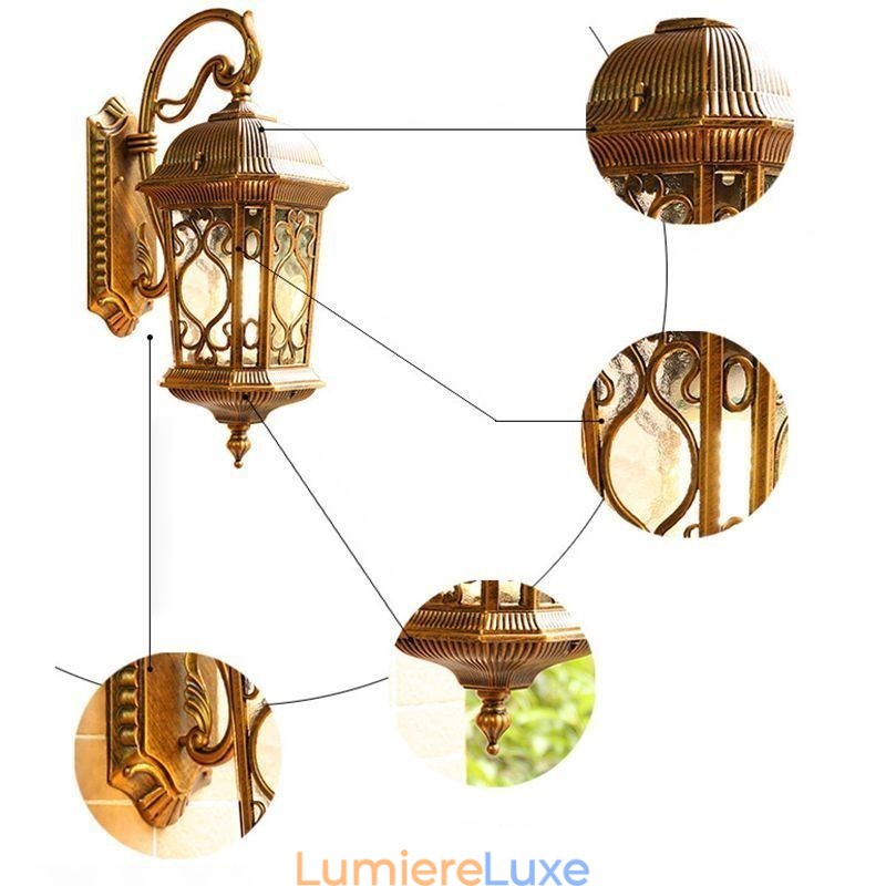 Applique murale d'extérieur rétro européenne, imperméable et sculptée