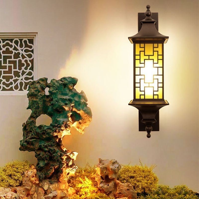 Applique murale d'extérieur chinoise étanche avec grille de fenêtre