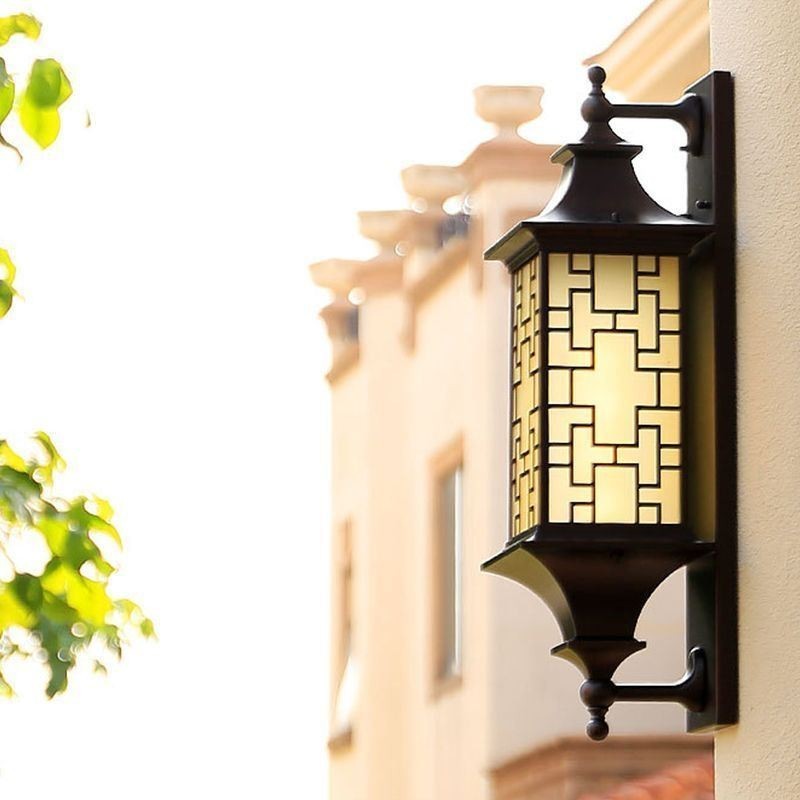 Applique murale d'extérieur chinoise étanche avec grille de fenêtre