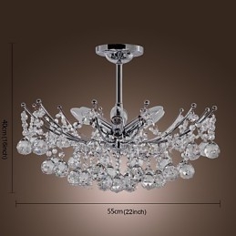 Lustre en cristal luxueux avec 6 lumières