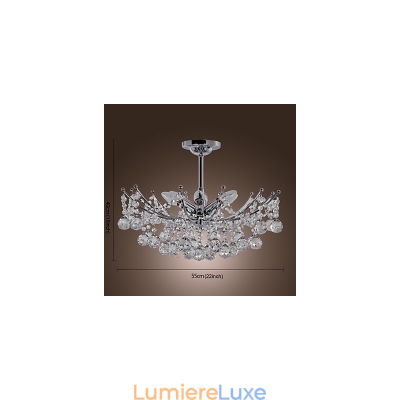 Lustre en cristal luxueux avec 6 lumières