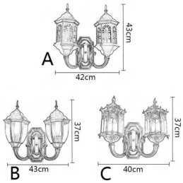 Applique murale d'extérieur européenne étanche à double château