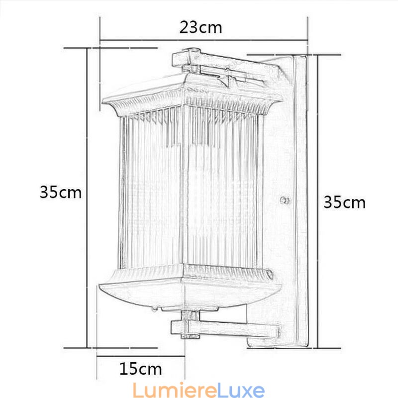 Applique murale chinoise d'extérieur en verre étanche pour cour, couloir, jardin, balcon