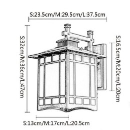 Applique murale d'extérieur de style chinois, imperméable, en forme de pavillon, pour jardin et balcon