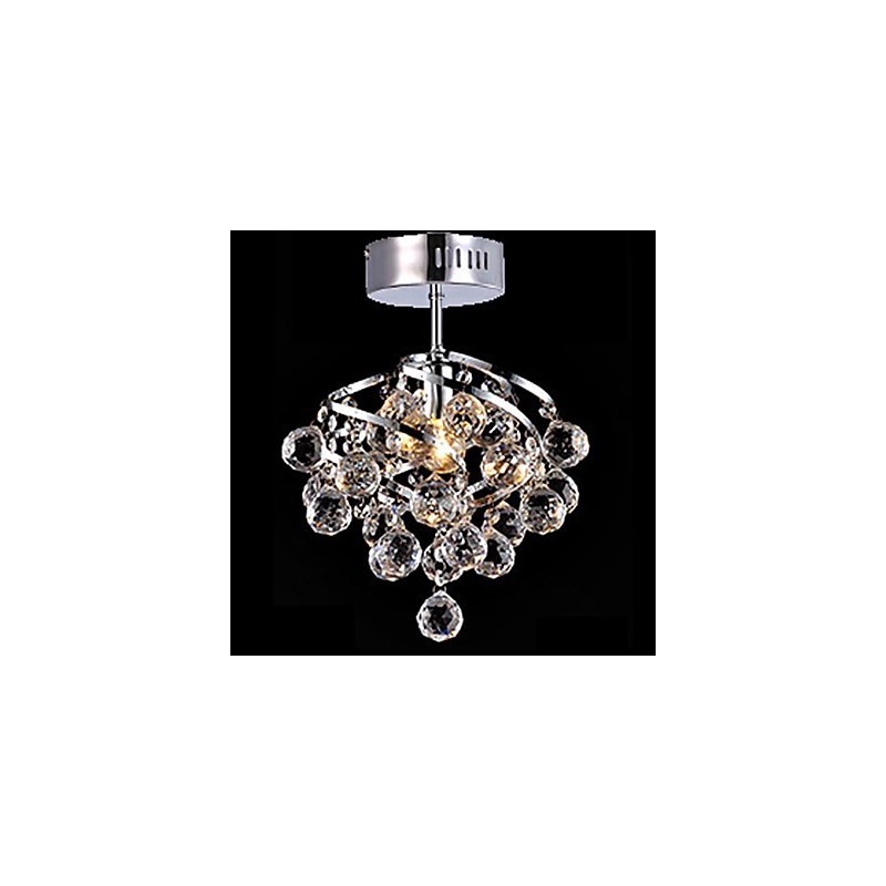 Lustre suspendu en cristal chromé moderne, contemporain, traditionnel, classique et campagnard