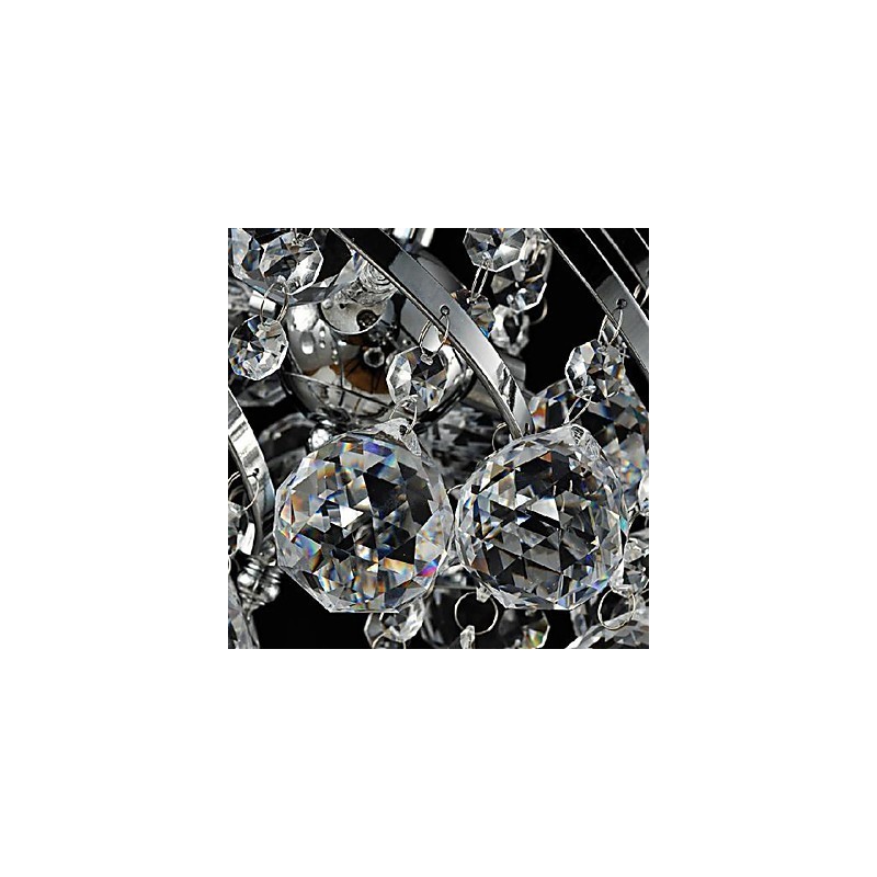 Lustre suspendu en cristal chromé moderne, contemporain, traditionnel, classique et campagnard