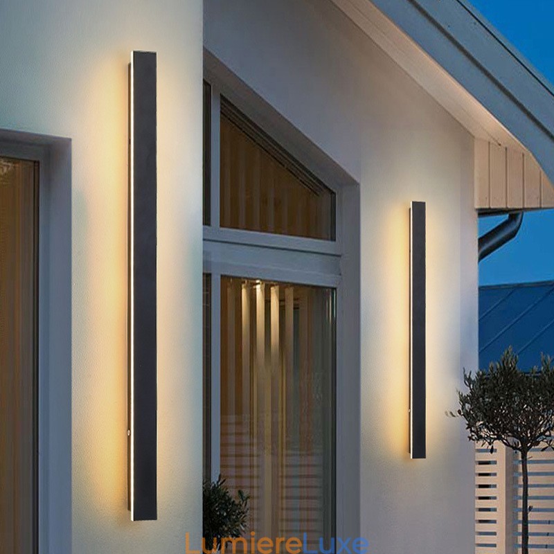 Applique murale d'extérieur longue et moderne, applique murale contemporaine, IP44, pour porche, patio, jardin