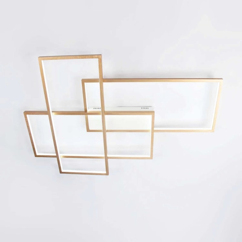 Plafonnier moderne et contemporain en aluminium doré avec variateur d'intensité pour salon, chambre à coucher (peut également servir d'applique murale)