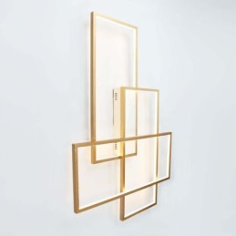 Plafonnier moderne et contemporain en aluminium doré avec variateur d'intensité pour salon, chambre à coucher (peut également servir d'applique murale)