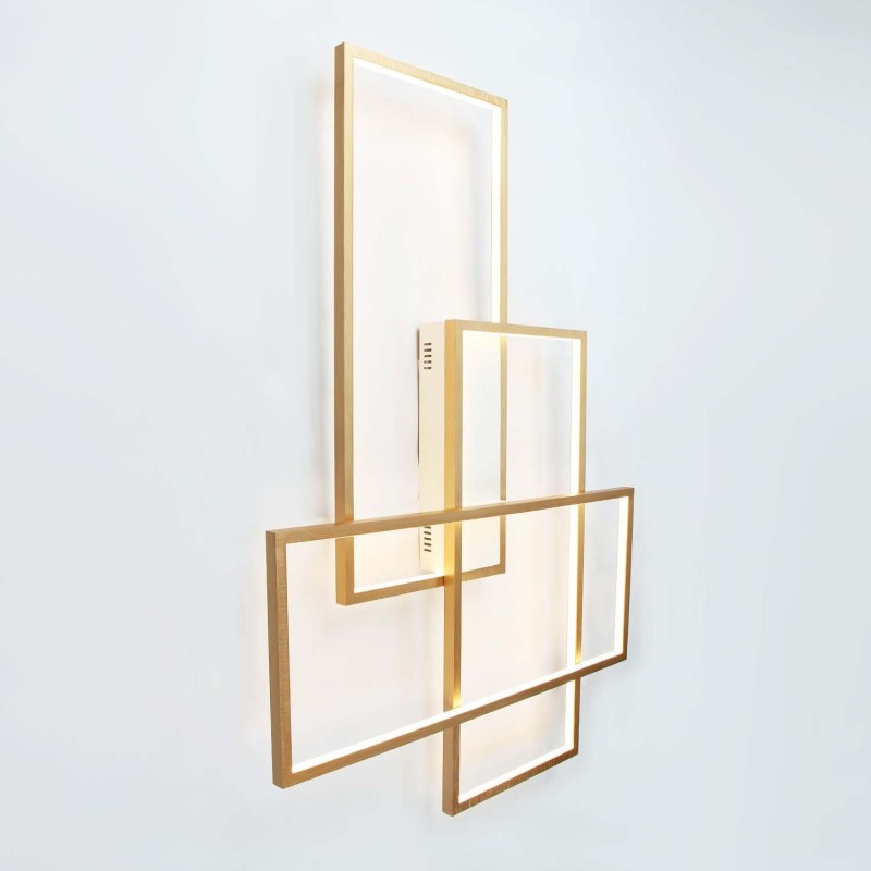 Plafonnier moderne et contemporain en aluminium doré avec variateur d'intensité pour salon, chambre à coucher (peut également servir d'applique murale)