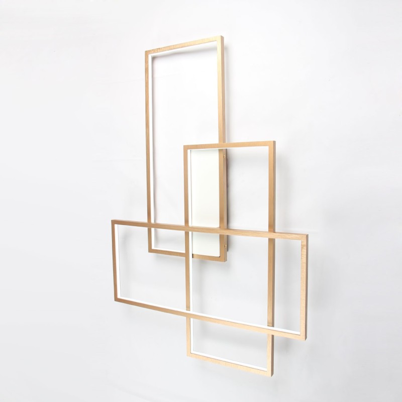 Plafonnier moderne et contemporain en aluminium doré avec variateur d'intensité pour salon, chambre à coucher (peut également servir d'applique murale)