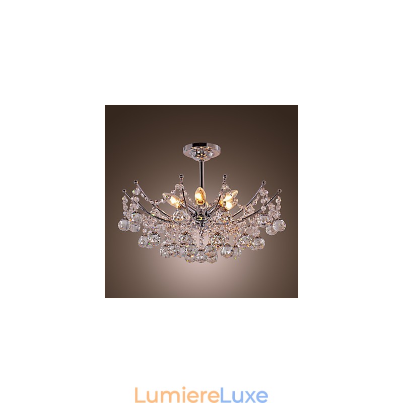 Lustre en cristal luxueux avec 6 lumières