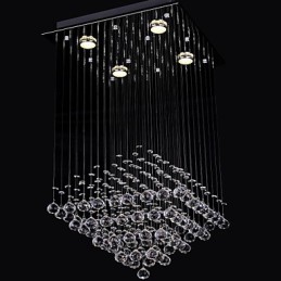 Plafonnier en cristal transparent à 4 lumières au design simple