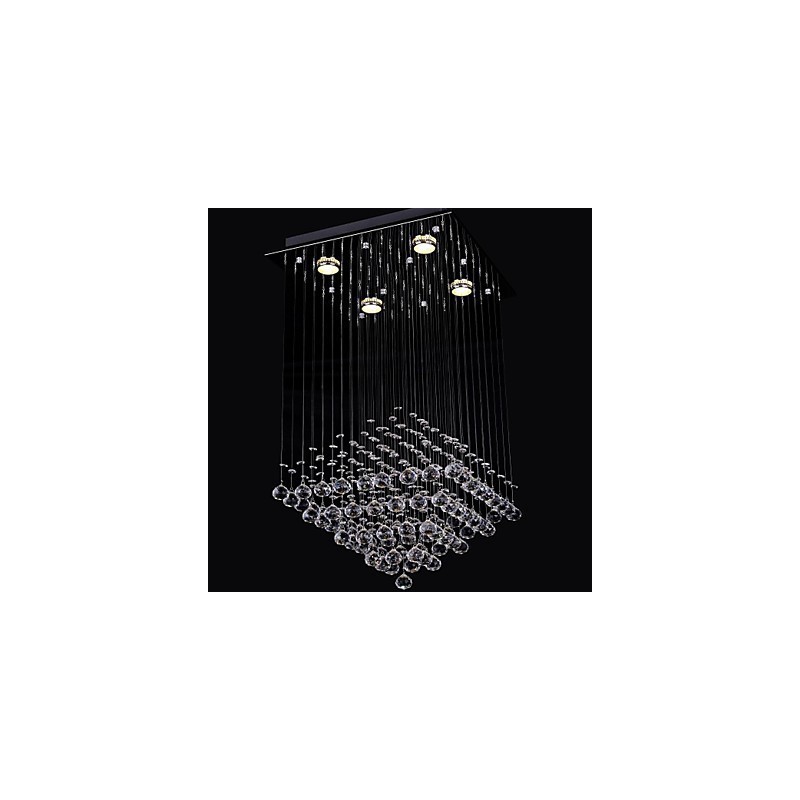 Plafonnier en cristal transparent à 4 lumières au design simple