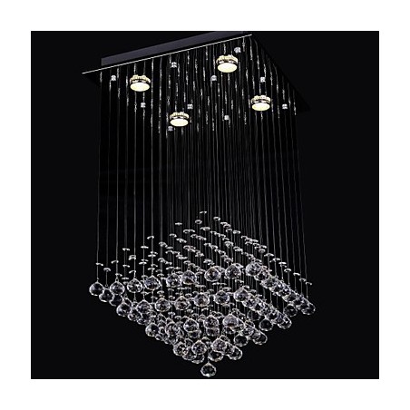 Plafonnier en cristal transparent à 4 lumières au design simple Plafonnier en cristal transparent à 4 lumières au design simple