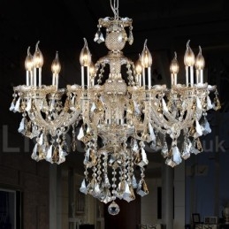 Suspension en cristal couleur cognac, style moderne, contemporain, traditionnel, classique, rétro, lanterne, style campagnard