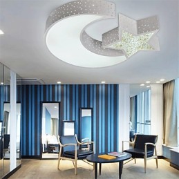 Plafonnier moderne en métal à motif d'étoiles et de lune