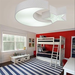 Plafonnier moderne en métal à motif d'étoiles et de lune