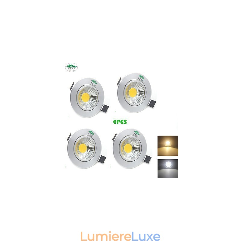 Lot de 4 plafonniers Zweihnder 3 W 300 lm COB, lumière blanche chaude