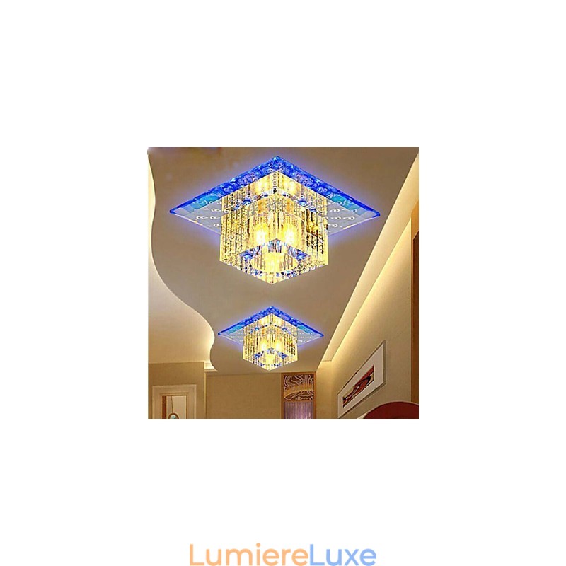 Mini plafonnier en cristal, spot SMD 3 W, lampe créative, tube lumineux coloré, carré, dôme