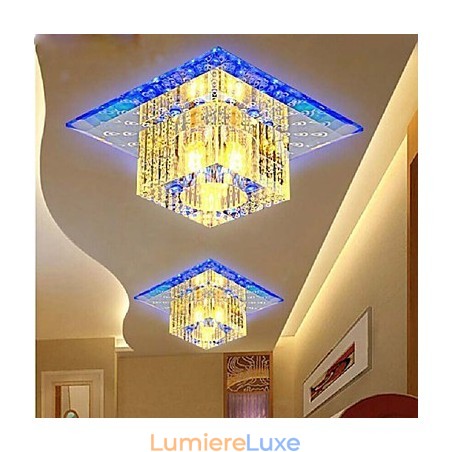 Mini plafonnier en cristal, spot SMD 3 W, lampe créative, tube lumineux coloré, carré, dôme Mini plafonnier en cristal, spot SMD 3 W, lampe créative, tube lumineux coloré, carré, dôme