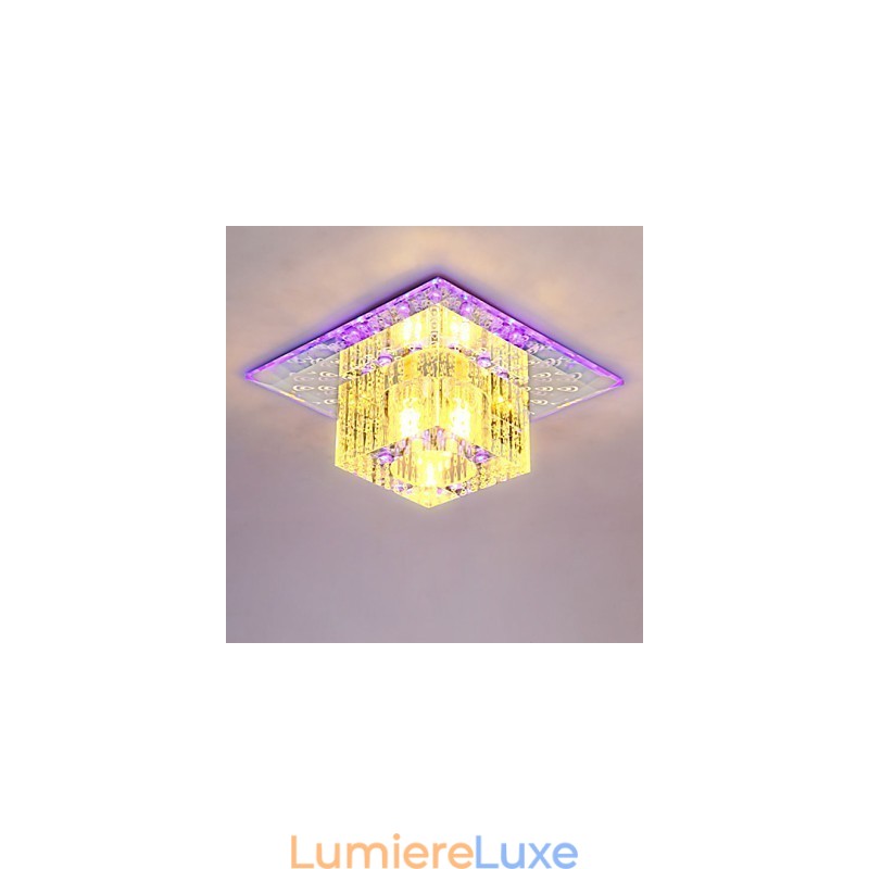 Mini plafonnier en cristal, spot SMD 3 W, lampe créative, tube lumineux coloré, carré, dôme