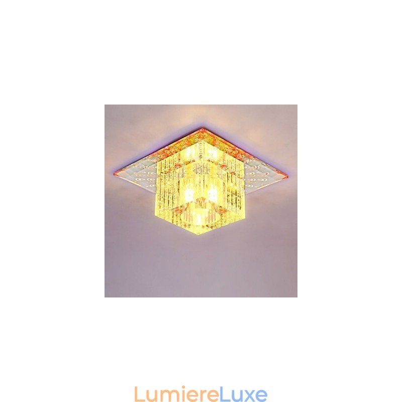 Mini plafonnier en cristal, spot SMD 3 W, lampe créative, tube lumineux coloré, carré, dôme