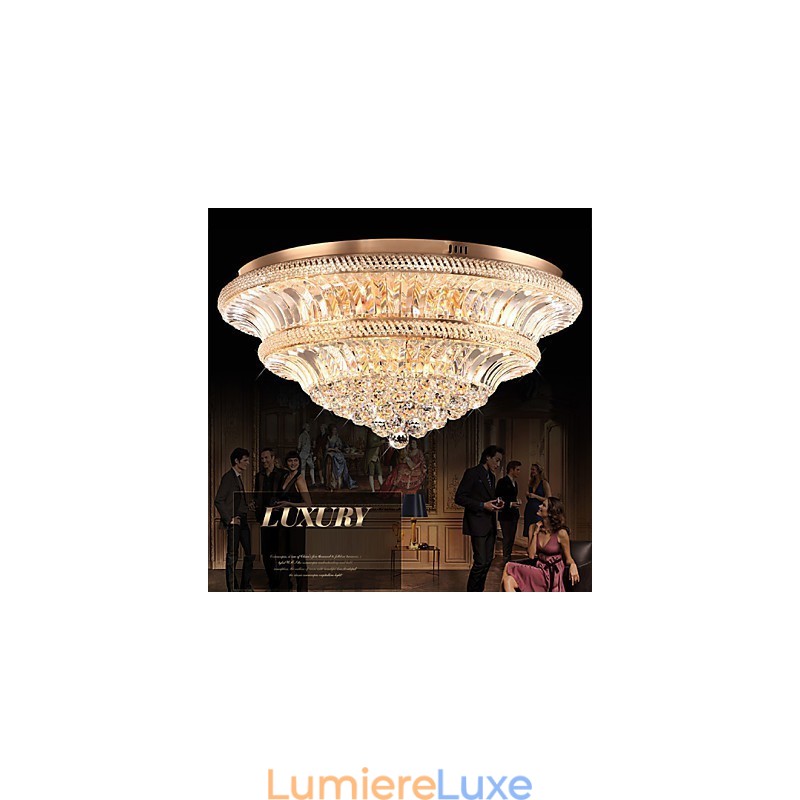 Plafonnier moderne de luxe en cristal, diamètre 80 cm, absorbe la lumière du dôme
