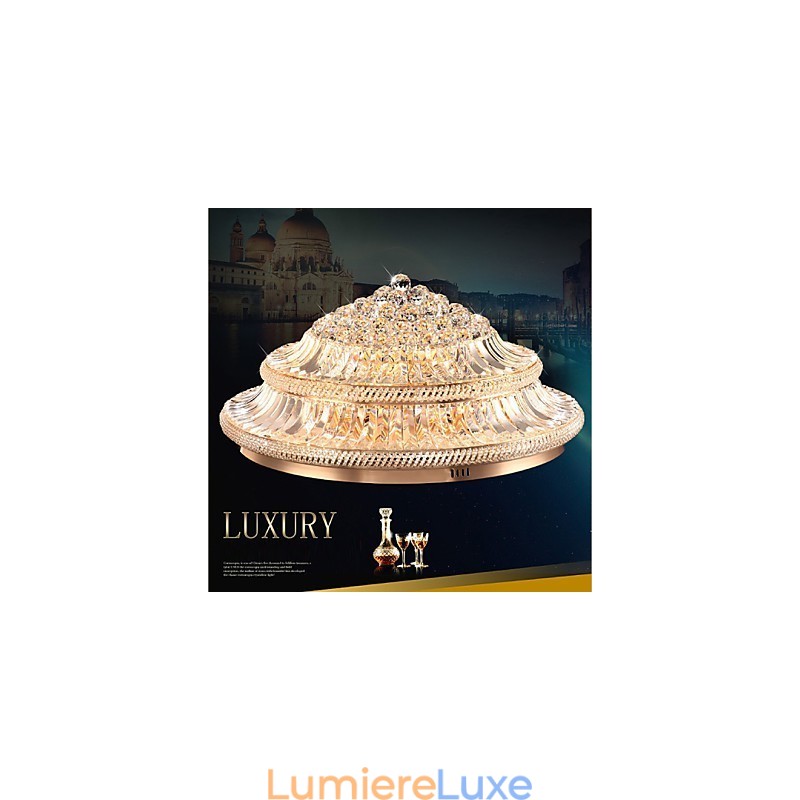 Plafonnier moderne de luxe en cristal, diamètre 80 cm, absorbe la lumière du dôme