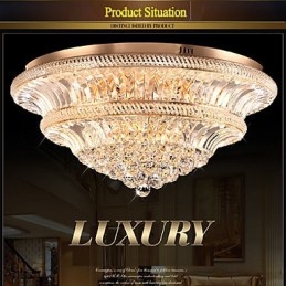 Plafonnier moderne de luxe en cristal, diamètre 80 cm, absorbe la lumière du dôme