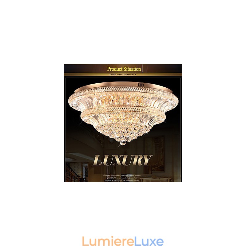 Plafonnier moderne de luxe en cristal, diamètre 80 cm, absorbe la lumière du dôme