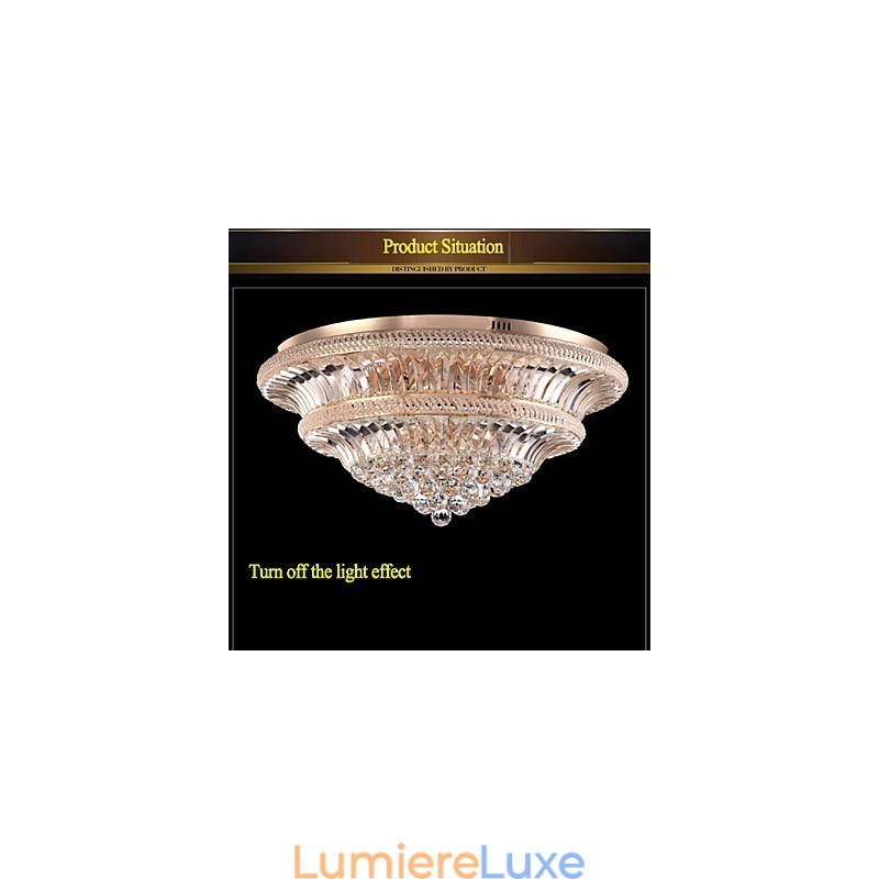 Plafonnier moderne de luxe en cristal, diamètre 80 cm, absorbe la lumière du dôme