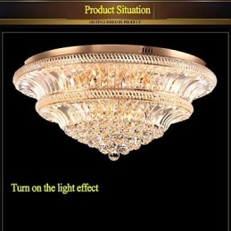 Plafonnier moderne de luxe en cristal, diamètre 80 cm, absorbe la lumière du dôme