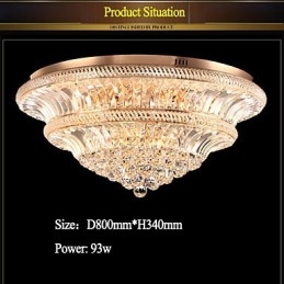 Plafonnier moderne de luxe en cristal, diamètre 80 cm, absorbe la lumière du dôme