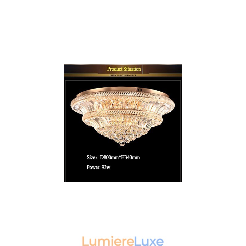 Plafonnier moderne de luxe en cristal, diamètre 80 cm, absorbe la lumière du dôme