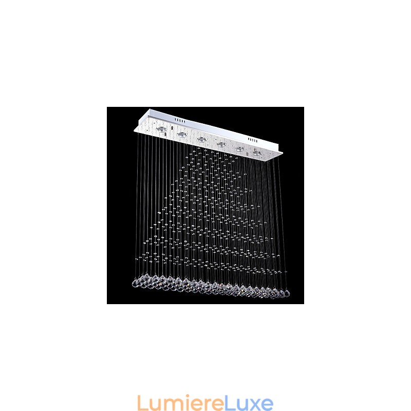 Lustre rectangulaire en cristal, luminaires suspendus au plafond, lampes
