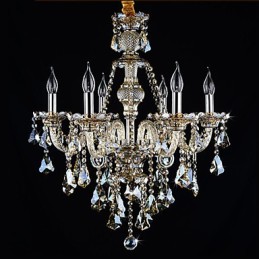 Lustre en cristal couleur cognac moderne 6 lumières en verre contemporain